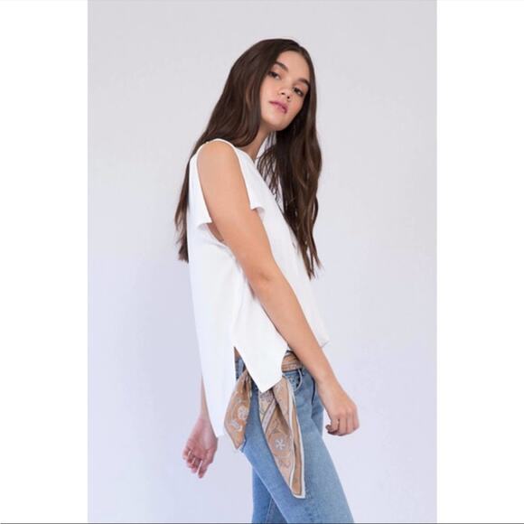 Rag & Bone Mia Knit top in white split sleeve summer knit - Picture 1 of 7